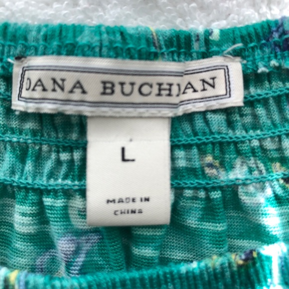 Dana Buchman Size L Green Multicolor crew neck short sleeves very light - Picture 3 of 8